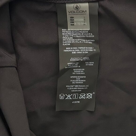 VOLCOM SIMPLY SEAMLESS One Piece Women's Swimsuit Pull On Black Size L - Picture 8 of 10